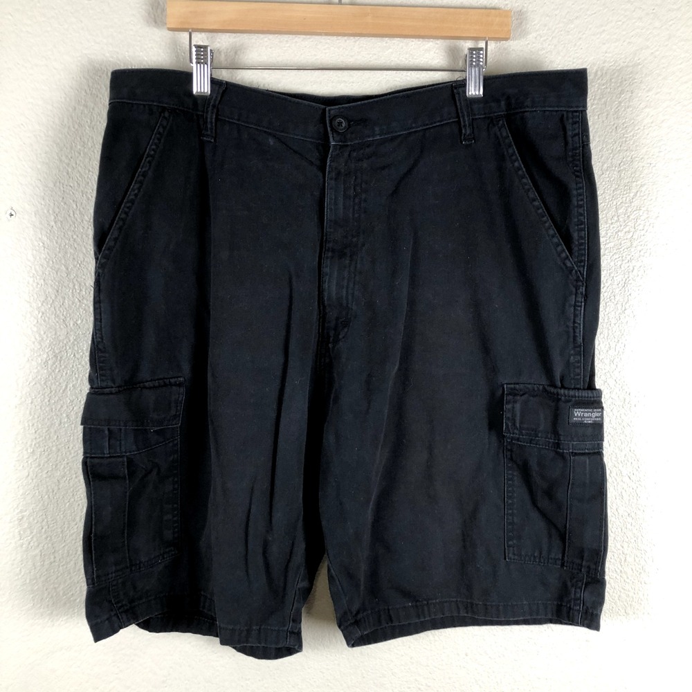 Wrangler Cargo Shorts Men's 38x10 Black Utility Work Hiking 100% Cotton Casual